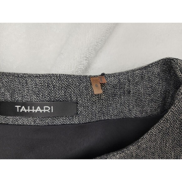 Tahari Gray Black Two Tone Shawl Lapel Zip Rayon Blend Lined Blazer Jacket Sz 6 - Picture 6 of 10